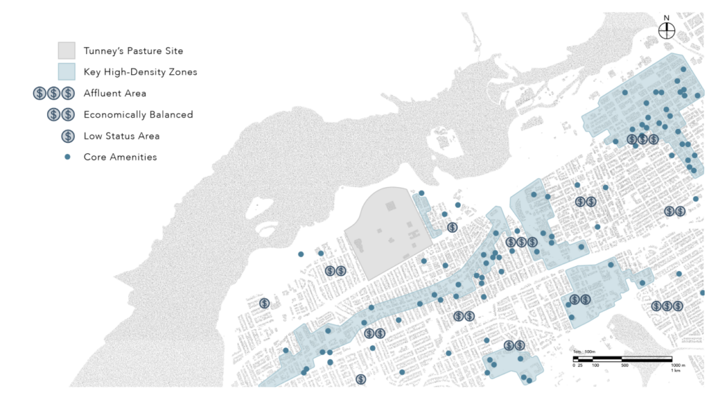 Map showing combined data researched about the site