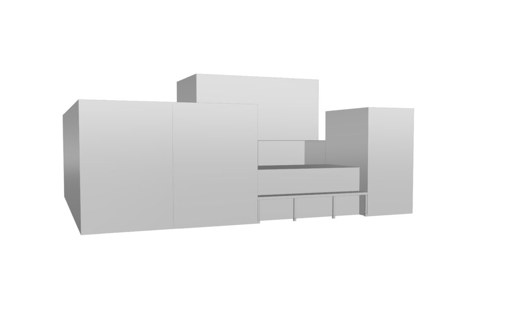 Massing model of building and surrounding context